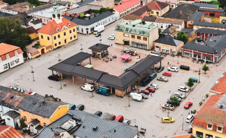 Aerial view of Rauma Market Place.