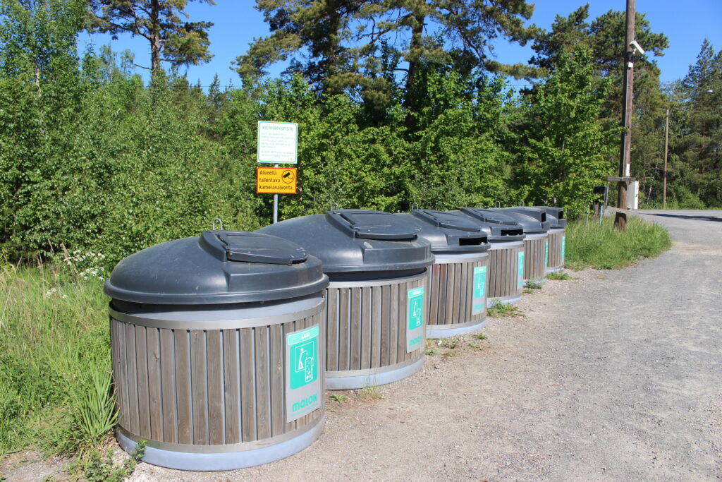 Recycling point photographed in summer.