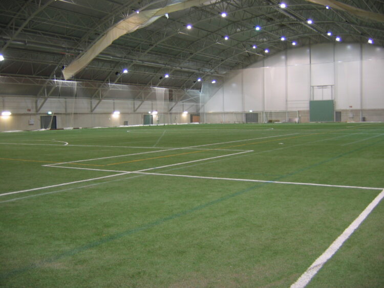 Winter training hall field.