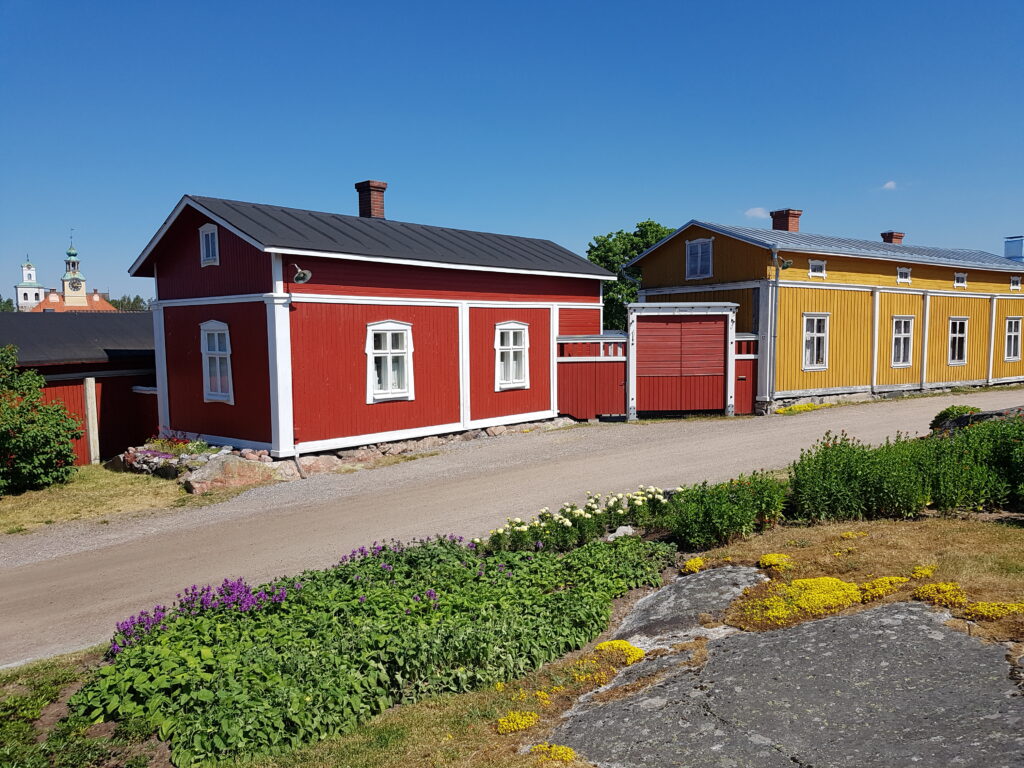 Old Rauma colorful wooden houses.