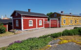 Old Rauma colorful wooden houses.