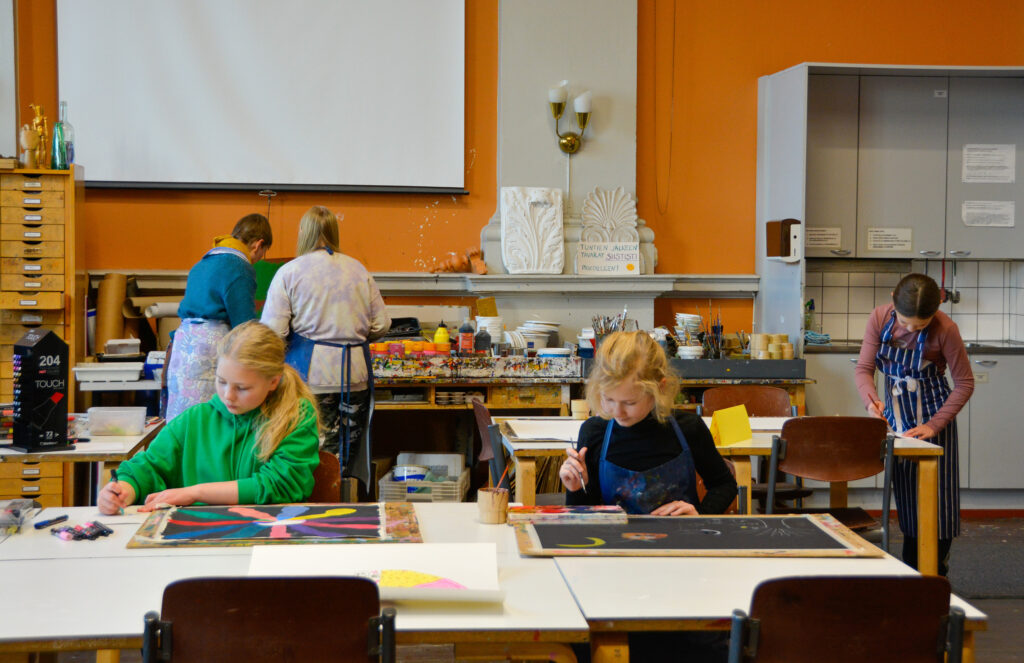 Children in an art club.