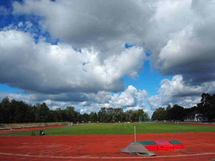 Otanlahti's sports field and track during summer.