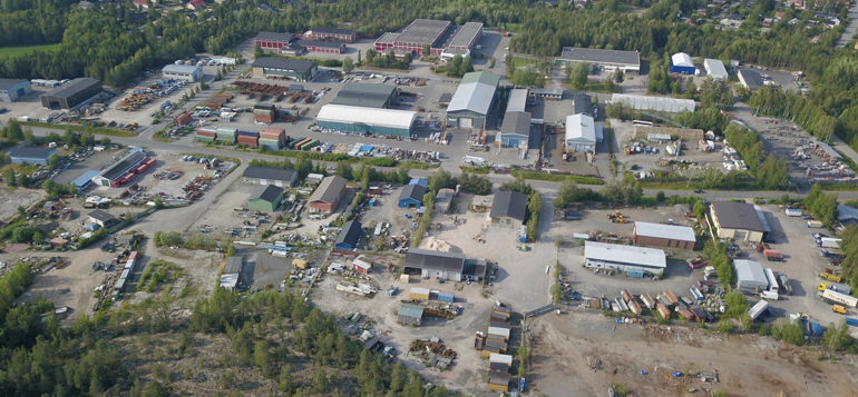 Ilmakuva Sampaanalan teollisuusalue.