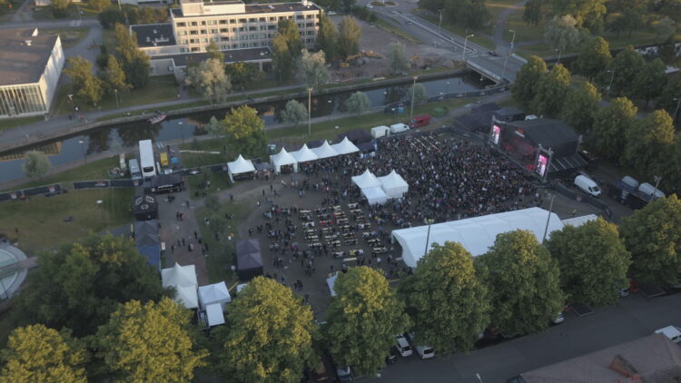 Parpansali shot in aerial during a music concert.