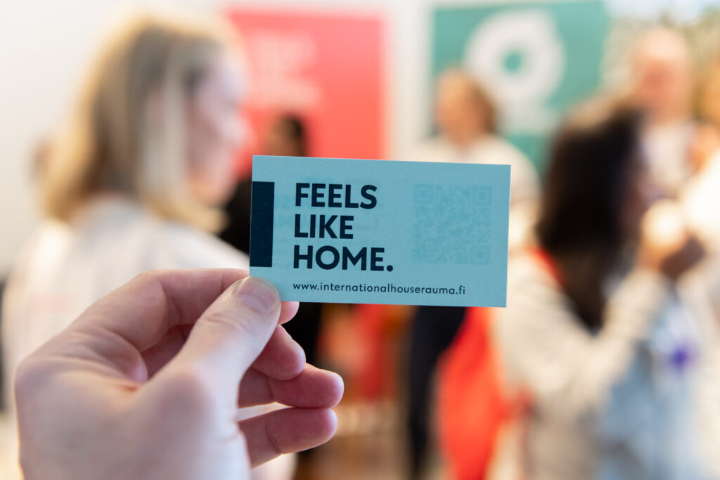 Feels like home business card, internationalhouserauma.fi.