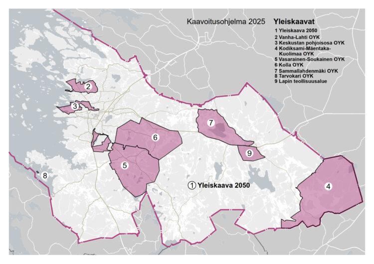 Kaavoitusohjelma 2025 asemakaavat kartta