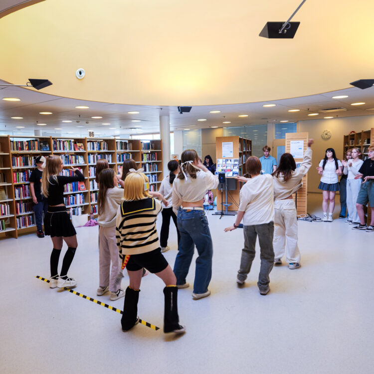 dance performance upstairs in the library